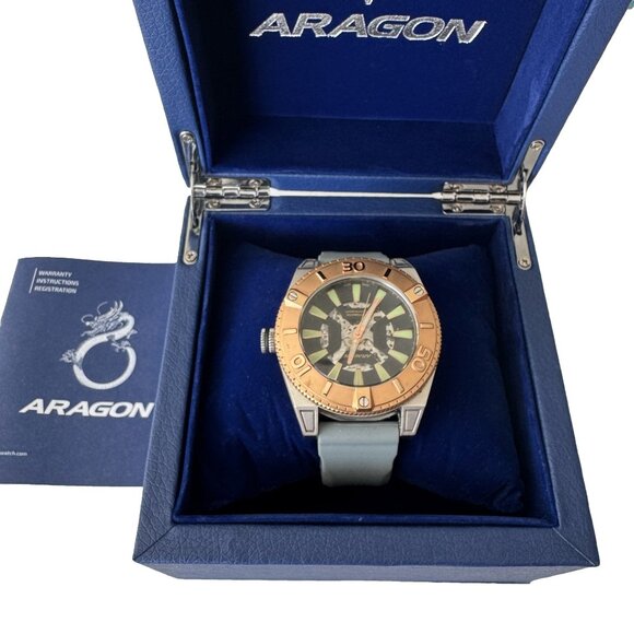 Aragon Silverjet 8N24 Miyota Skeleton Automatic Watch 50mm - ROSE GOLD - A232ROS - Picture 1 of 12